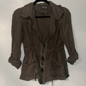 Army green hooded utility jacket
